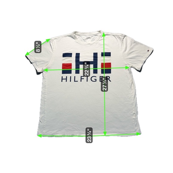 Tommy Hilfiger Men’s T-Shirt XL White Cotton Big Logo Crew Neck Tee - Picture 5 of 6